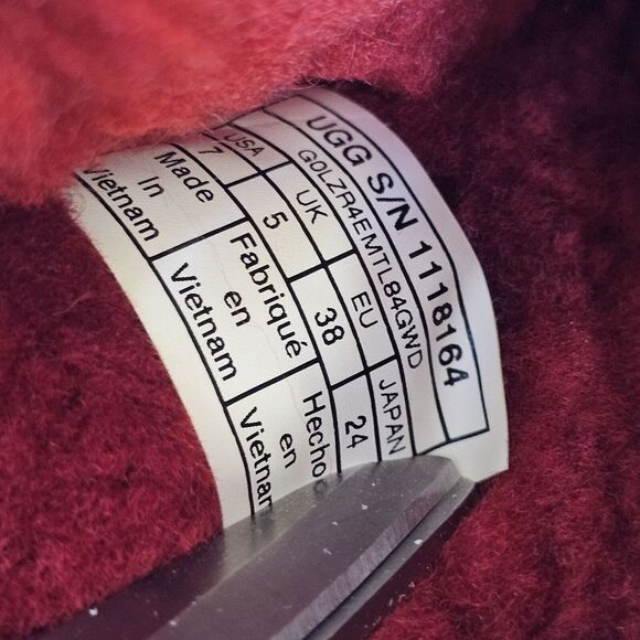 UGG Australia Womens 7 Fluff Yeah Plush Slide‎ Sandal Red Cali Collage Sandals - Picture 11 of 13